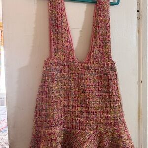 NWOT Pink Mini Tweed Pinafore Dress